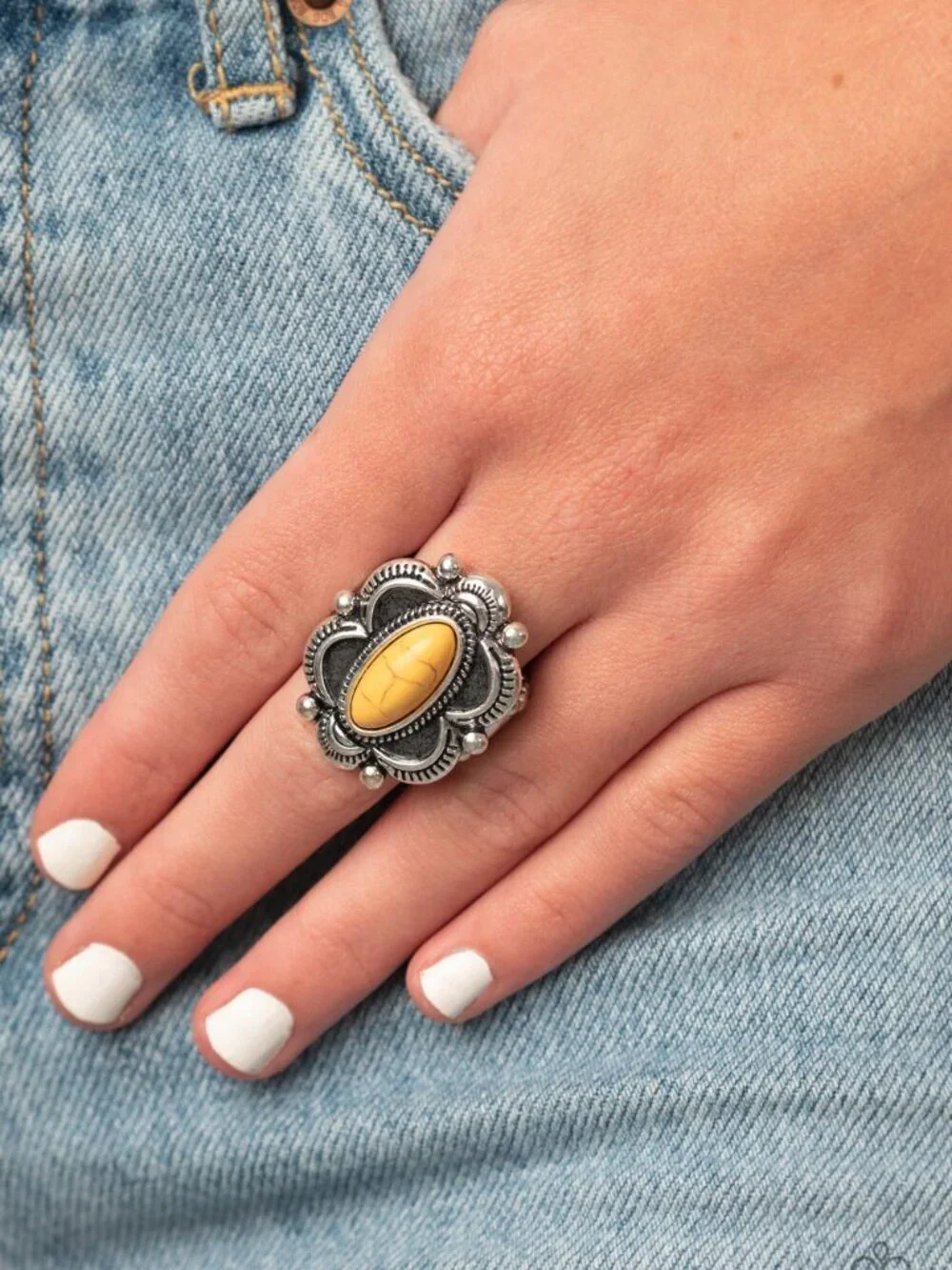 Paparazzi Jewelry Accessories - Sage Garden - Yellow Ring - Vintage